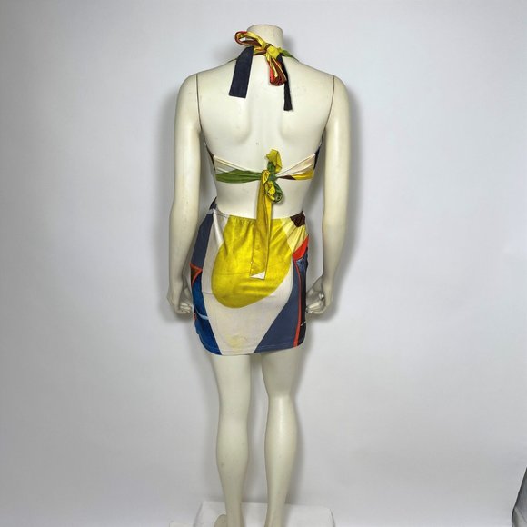 FARAI LONDON Multicolor Cut-Out 'Gaia' Mini Halter Dress - Picture 4 of 7